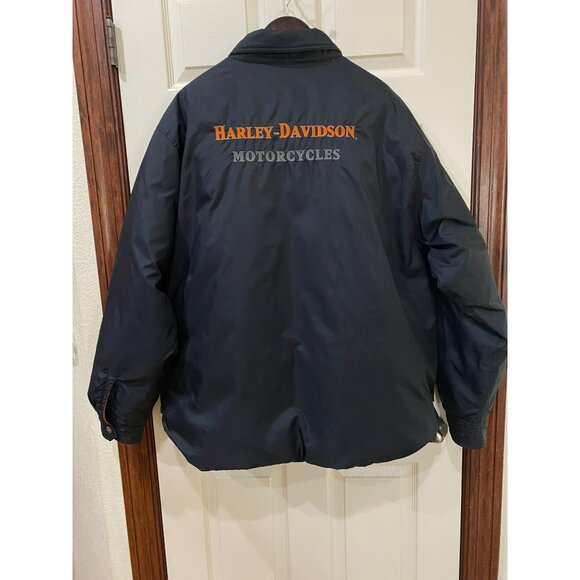 Harley-Davidson Reversible Black & Orange Jacket Mens Size 22L XL Snap Closure E - Picture 4 of 8